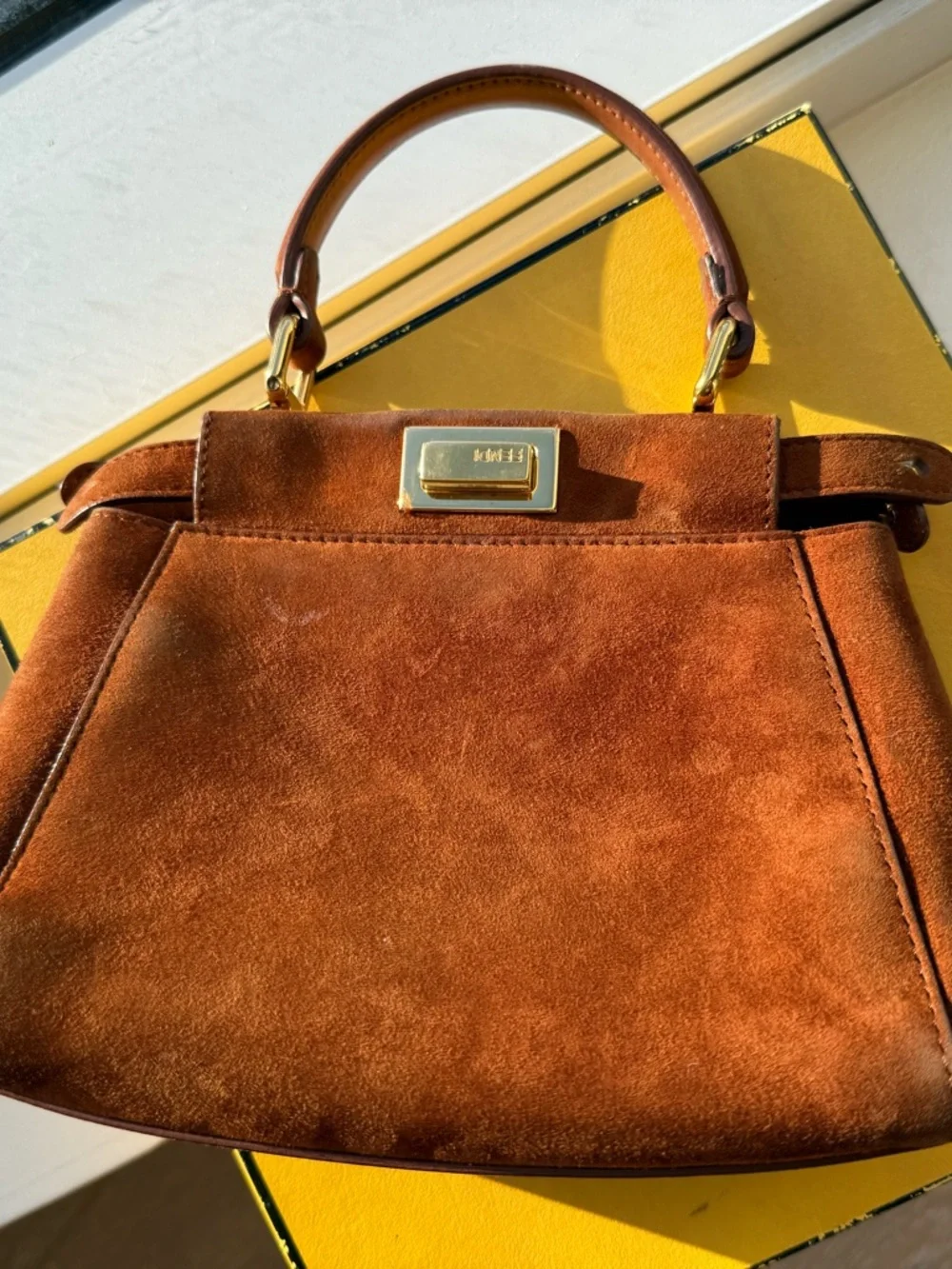 Authentic Fendi Peekaboo Suede Bag w Strap - Picture 11 of 11